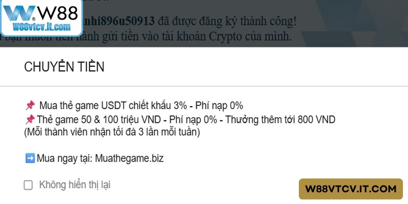 Quy trình nạp tiền W88 diễn ra hoàn toàn minh bạch