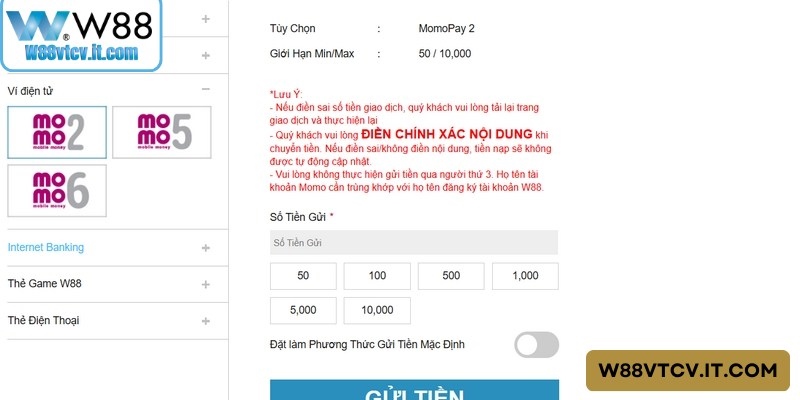 Nạp tiền W88 thực sự là quy trình an toàn, minh bạch và chuyên nghiệp